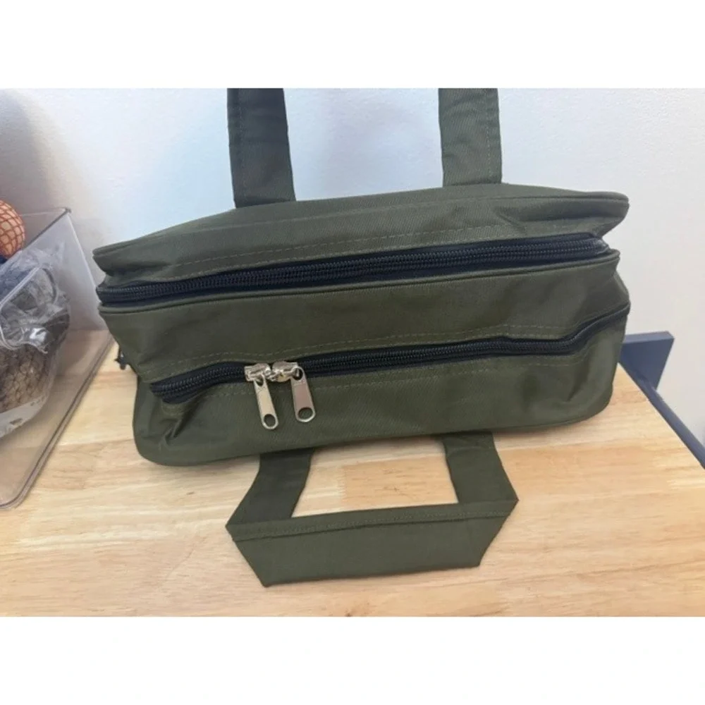 Tommy Hilfiger Messenger Bag Olive Green Canvas Laptop Briefcase Travel Bag